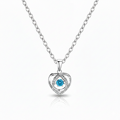 Colar Coração do Oceano em Aço Inoxidável com Pedra Azul