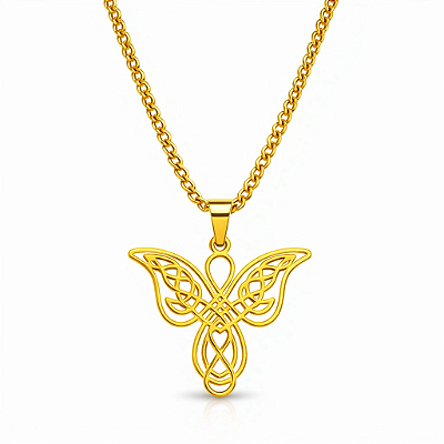 Colar Borboleta Celta em Aço Inoxidável Dourado