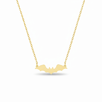 Colar Nocturne com Pingente de Morcego em Aço Inoxidável Dourado