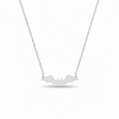 Colar Nocturne com Pingente de Morcego em Aço Inoxidável Prateado
