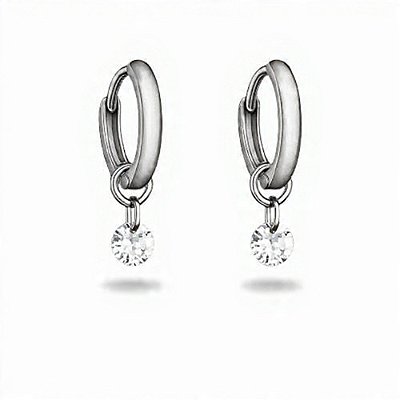 Brinco Argola Ponto de Luz em Aço Inoxidável Prateado