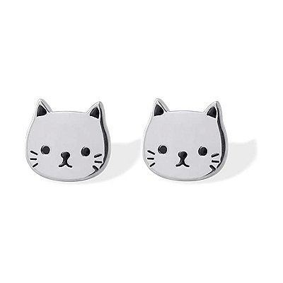 Brinco Gatinho em Aço Inoxidável Prateado