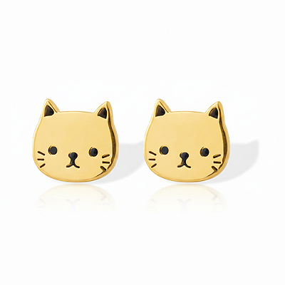 Brinco Gatinho em Aço Inoxidável Dourado