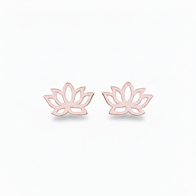 Brinco Mini Flor de Lótus em Aço Inoxidável Rosé
