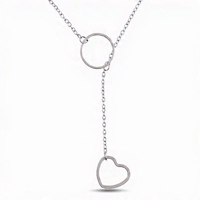 Colar Gravatinha em Aço Inoxidável com Pingente Duplo