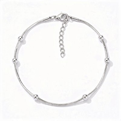 Pulseira Minimal Esferas Aço Inoxidável Prateada