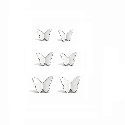 Brinco Trio Borboleta em Aço Inoxidável
