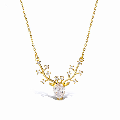 Colar Cervo em Aço Inoxídável com Zircônia