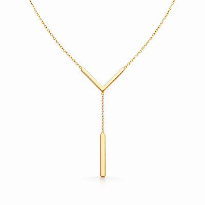 Colar Minimalista em Aço Inoxidável com Design em V Dourado