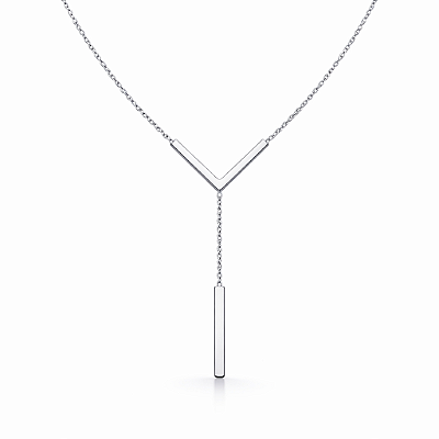 Colar Minimalista em Aço Inoxidável com Design em V Prateado