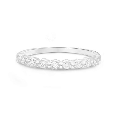 Anel Meia Aliança Cravejada