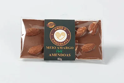 Barra 80g c/ Amêndoas 50% Cacau
