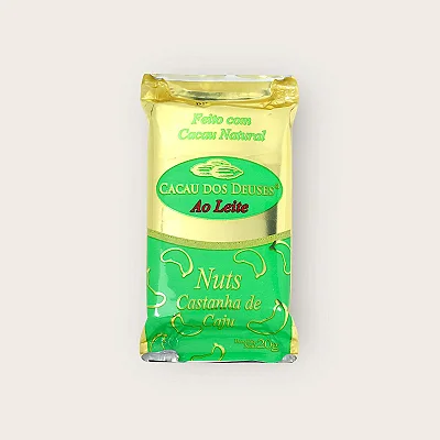 Barra 20g Nuts Chocolate Ao Leite c/ Castanha de Caju