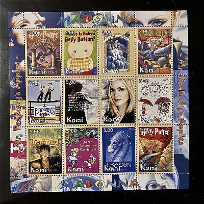 Bloco Grande de Selos Estrangeiros - Komi - Russia - Temas Madonna - Harry Potter - Eragon - 2004- Mint - ref.531