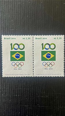 Dupla de Selos Comemorativos do Brasil - Centenário do Comite Olimpico Brasileiro - 2014 - Mint-ref.647