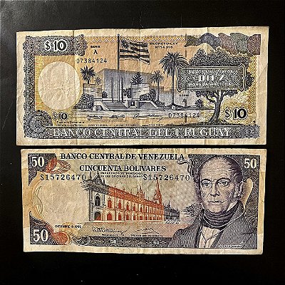 02 Cédulas Estrangeiras - Venezuela - Uruguai - Mbc - ref.1049