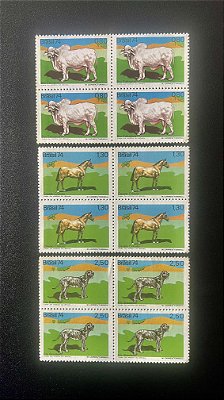 Quadras de Selos do Brasil - Série Animais Brasileiros - Brasil 1974 - Mint - ref.236