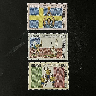 Série de Selos do Brasil - Brasil Tricampeão Mundial de Futebol - Brasil 1970 - Mint - ref.576