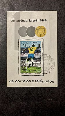 Bloco de Selos do Brasil - Milésimo Gol de Pelé - Brasil 1970 - com Carimbo