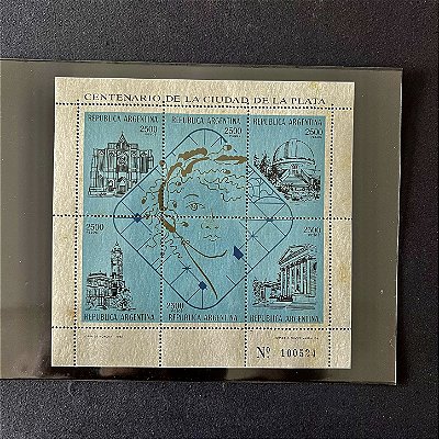 Bloco de Selos da Republica Argentina - Centenario de La Ciudad de La Plata - Mint - ref.57