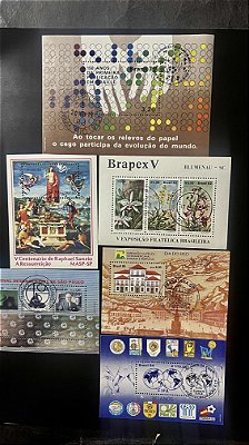 06 Blocos de Selos do Brasil - com Carimbo Comemorativo -ref.58