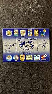 Bloco de Selos do Brasil - Fifa 80 Anos - Brasil 1984 - Mint