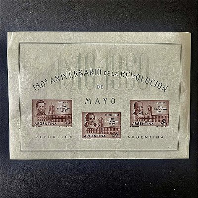 Bloco de Selos da Republica Argentina - 150o.Aniversário de la Revolucion de Mayo - Mint - ref.65
