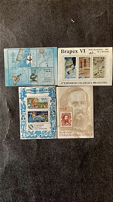 04 Blocos de Selos Comemorativos do Brasil - Mint