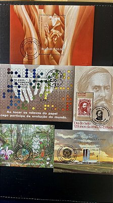05 Blocos de Selos do Brasil - com Carimbo Comemorativo - ref.586