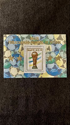 Bloco de Selos do Brasil - Brasil Tetracampeão Mundial de Futebol - Brasil 1994 - Mint