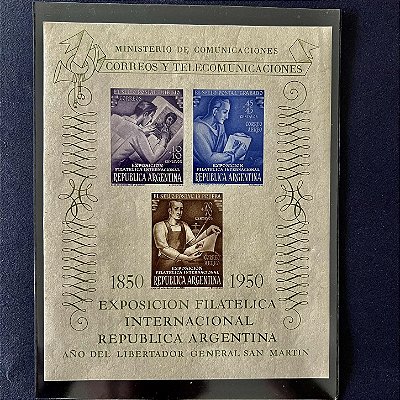 Bloco de Selos da Republica da Argentina - Exposicion Filatelica Internacional - Mint - ref.114