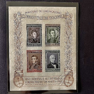 Bloco de Selos da Republica Argentina - 1850 -Homenaje al Libertador General Jose de San Martin-1950 - Mint - ref.158