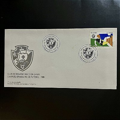 Envelope Comemorativo com Carimbo e Selo - Campeão Brasileiro de Futebol - Vasco da Gama - 1990 - FDC494 - ref. 171