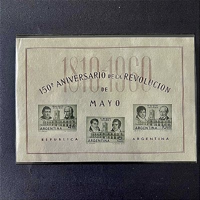 Bloco de Selos da Republica Argentina - 150o.Aniversario de La Revolucion de Mayo - Mint - ref.184