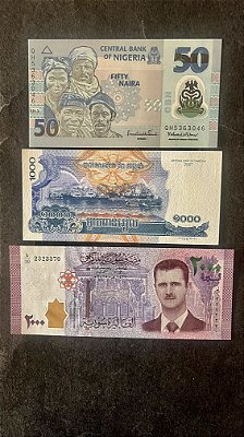 03 Cédulas Estrangeiras - Nigeria-Camboja-Siria- FE - ref.194