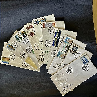 10 Envelopes Comemorativos do Brasil com carimbo Comemorativo e Selos - 1990- ref.198