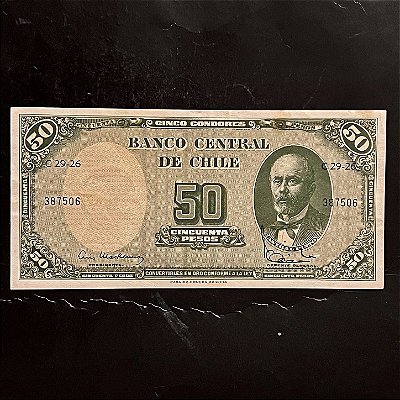Cédula Estrangeira - Antiga de 50 Pesos - Banco Central do Chile - Mbc - ref.202