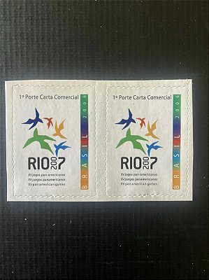 Dupla de Selos Comemorativos do Brasil - XV Jogos Panamericanos - Adesivos -Rio 2007 - Mint -ref.216