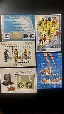 05 Blocos de Selos Comemorativos do Brasil - Mint - ref.242