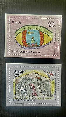 02 Selos Comemorativos do Brasil - Natal 2010 - Adesivos - Mint - ref.643