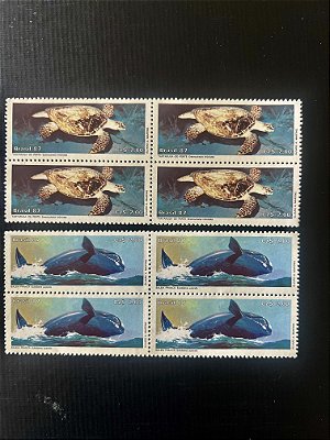Quadras de Selos Comemorativos do Brasil - Preservação da Fauna Brasileira - 1987 - Mint - ref.270