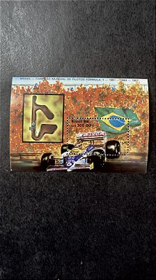Bloco de Selo Comemorativo do Brasil - Campeão Mundial de Fórmula 1 - Brasil 1988 - Mint