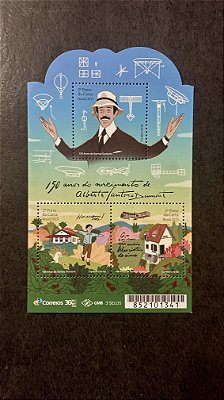 Bloco de Selo Comemorativo do Brasil - 150 Anos do Nascimento de Santos Dumont - Brasil 2023 - Mint
