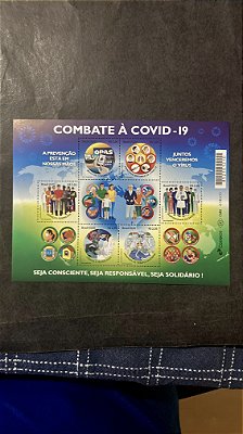 Bloco de Selo Comemorativo do Brasil - Combate a Covid 19 - Brasil 2020 - Mint