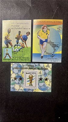 03 Blocos de Selos Comemorativos do Brasil - Mint