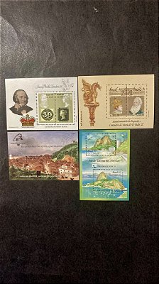 04 Blocos de Selos Comemorativos do Brasil - Mint