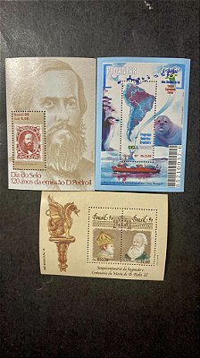 03 Blocos de Selos Comemorativos do Brasil - Mint