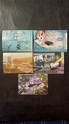 05 Blocos de Selos Comemorativos do Brasil - Mint