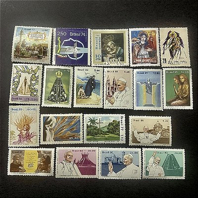 19 Selos Comemorativos do Brasil - Temáticos - Religiosos - Mint - ref.245
