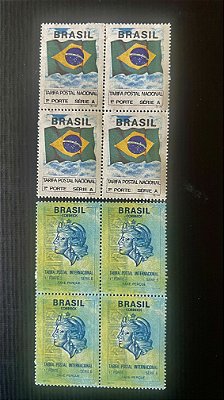 02 Quadras de Selos do Brasil - Tarifa Postal Nacional e Internacional - Mint - ref.251